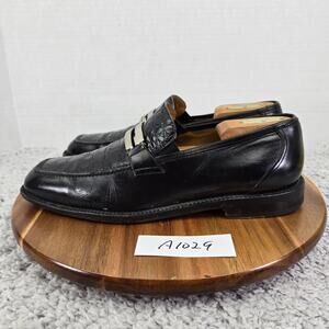 Mezlan Mens 9.5M Alligator Black Slip On Business Casual Lifestyle Daily Loafer